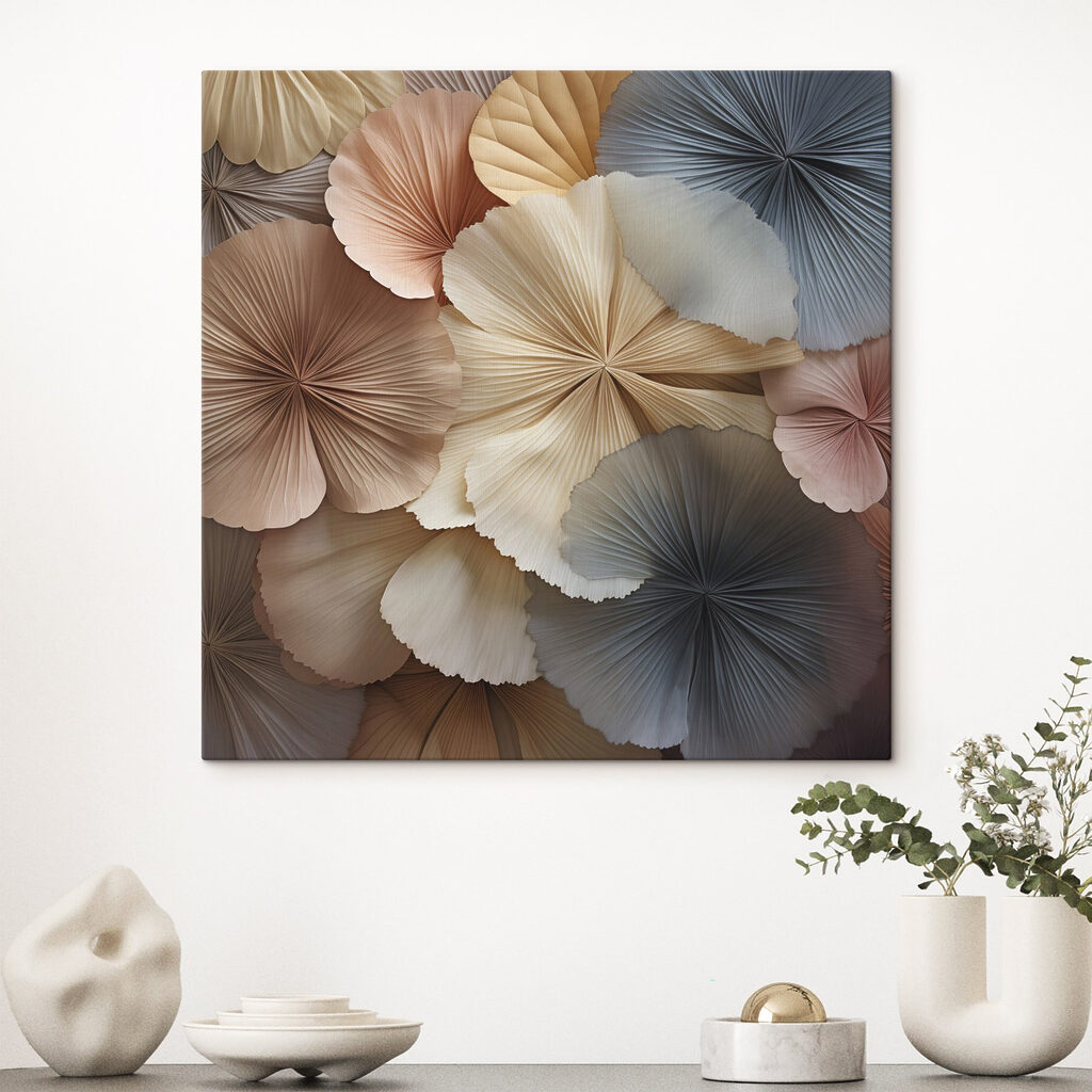 Leques de folhas pastel — interior 1