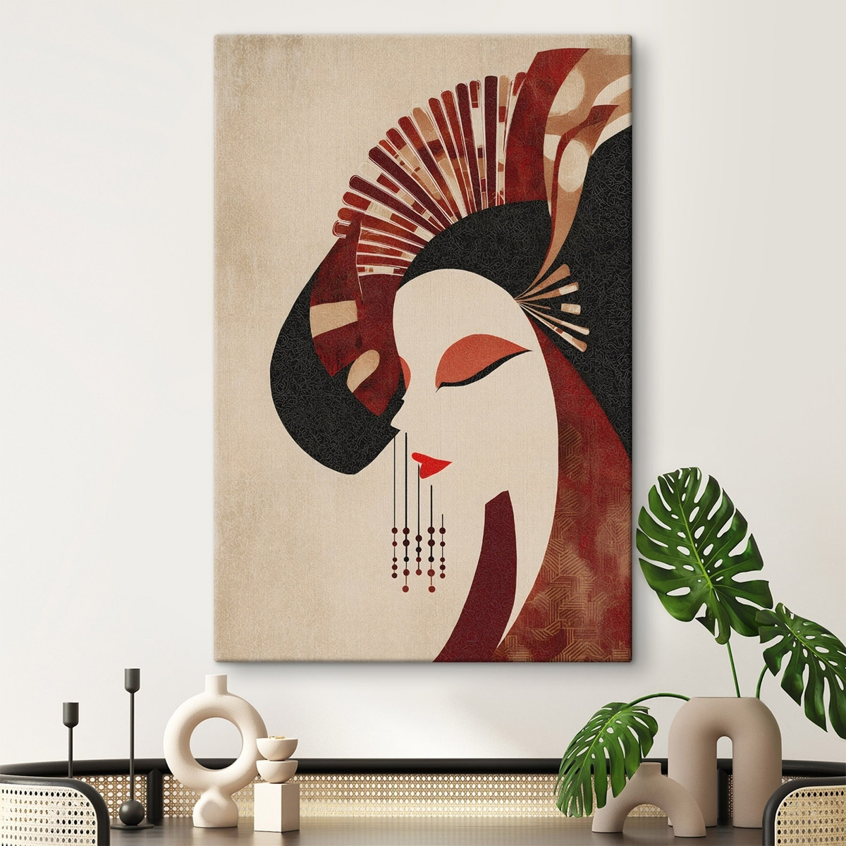 Retrato estilizado art déco num interior