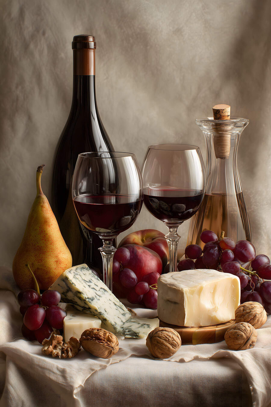 Vinho tinto com queijo — design completo