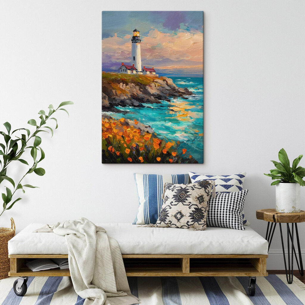 Farol sobre ondas turquesa — interior 2