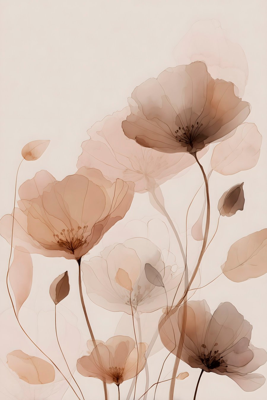 Aguarela de flores castanhas — design completo