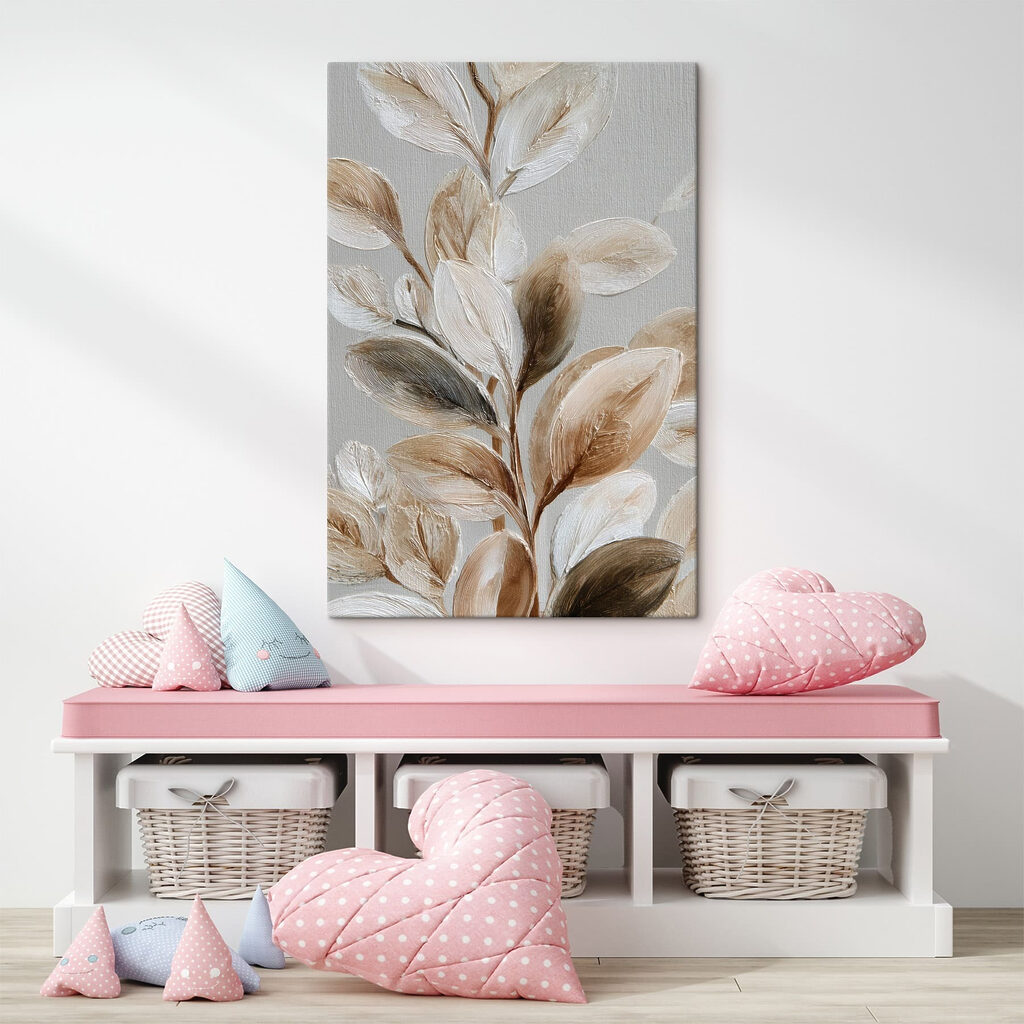 Folhas creme com castanho — interior 2