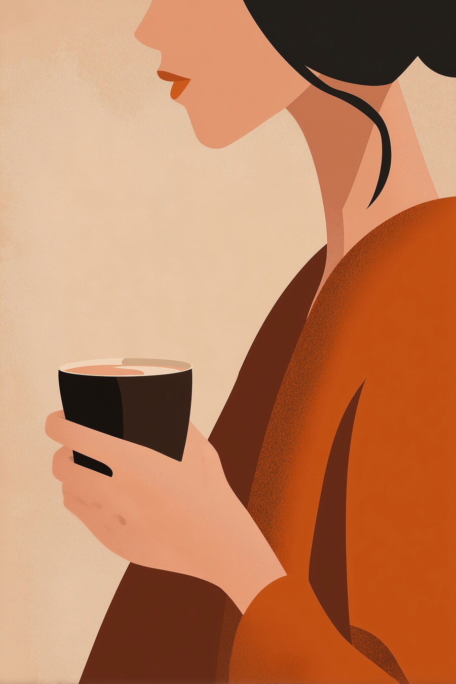 Pausa com chávena — design completo