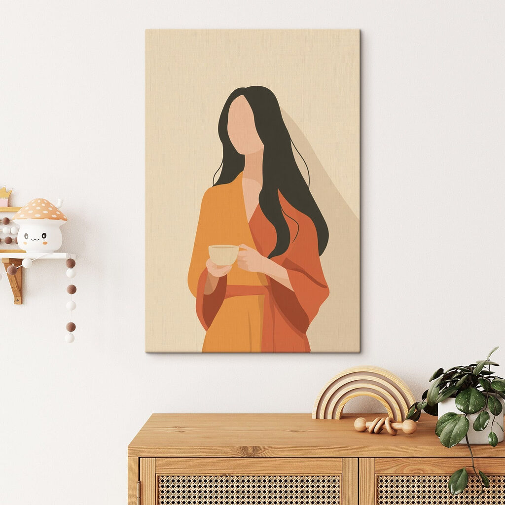 Mulher com chávena — interior 2