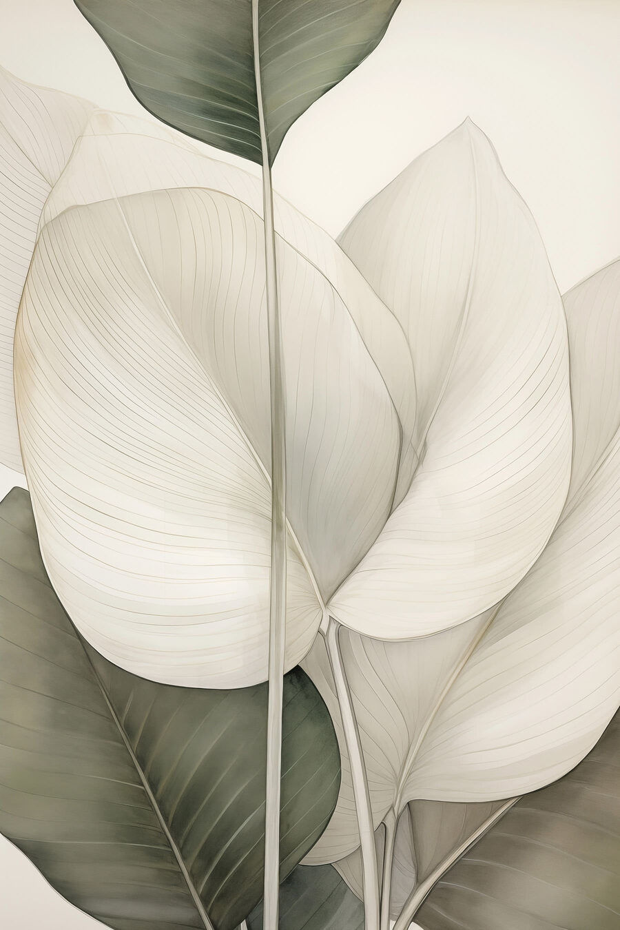 Folhas brancas e verde-escuro — design completo
