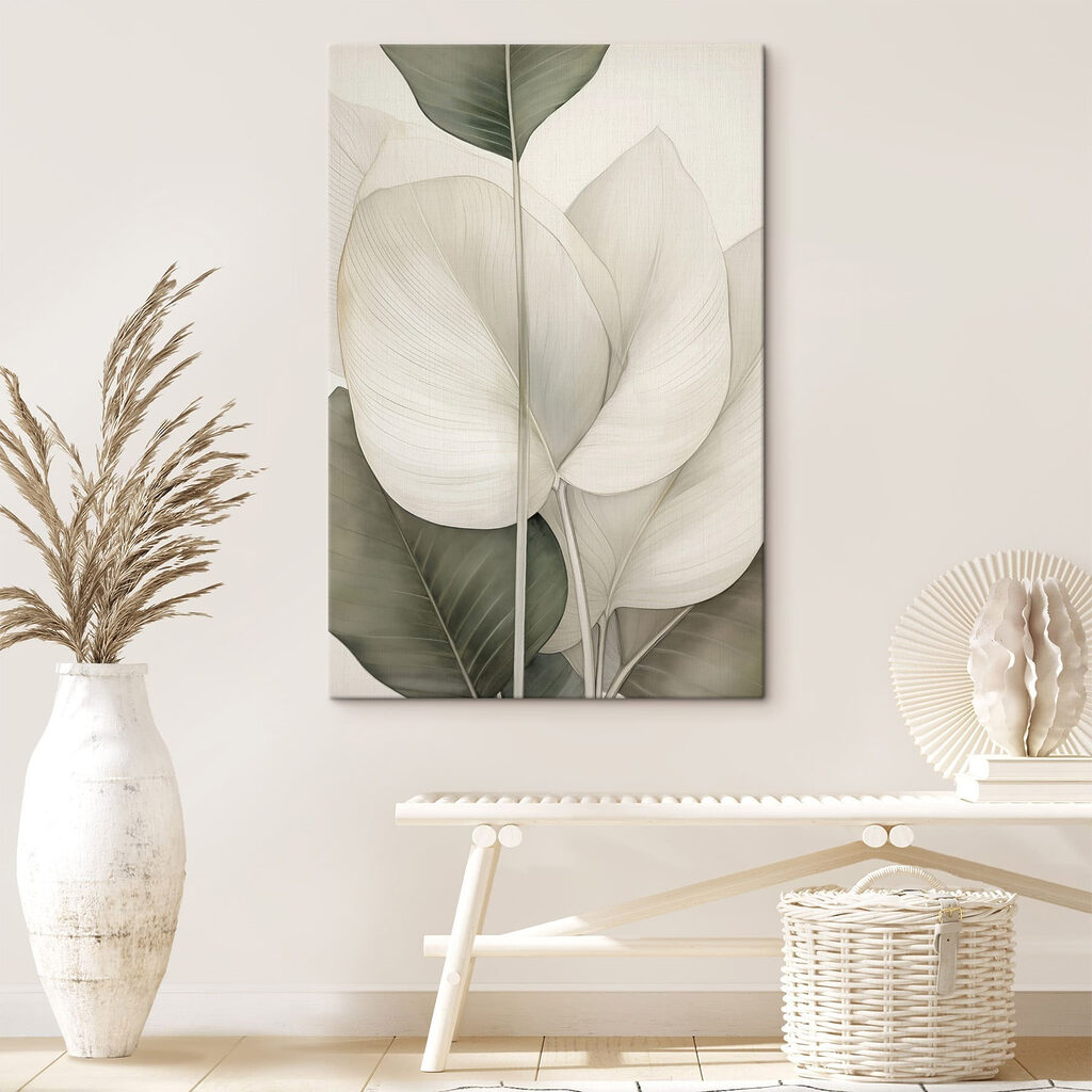 Folhas brancas e verde-escuro — interior 1