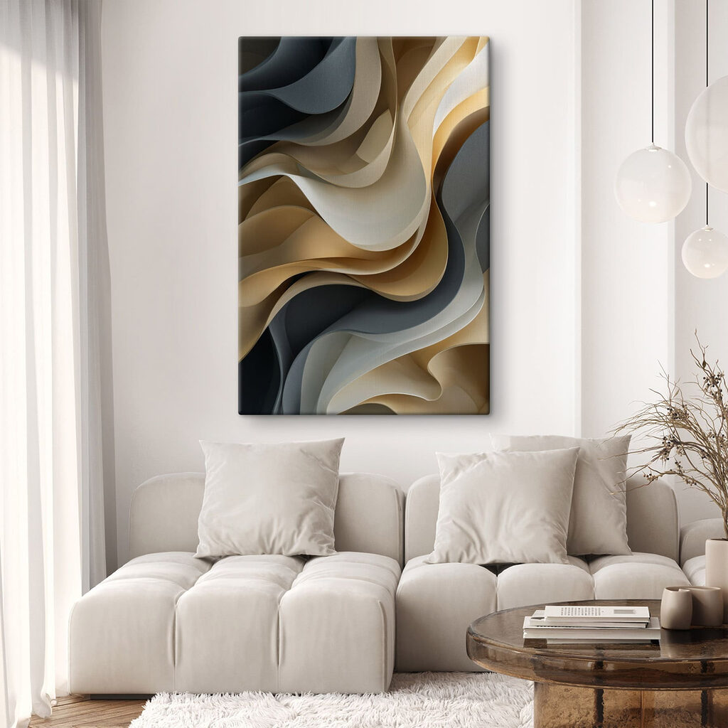 Ondas douradas em antracite — interior 1