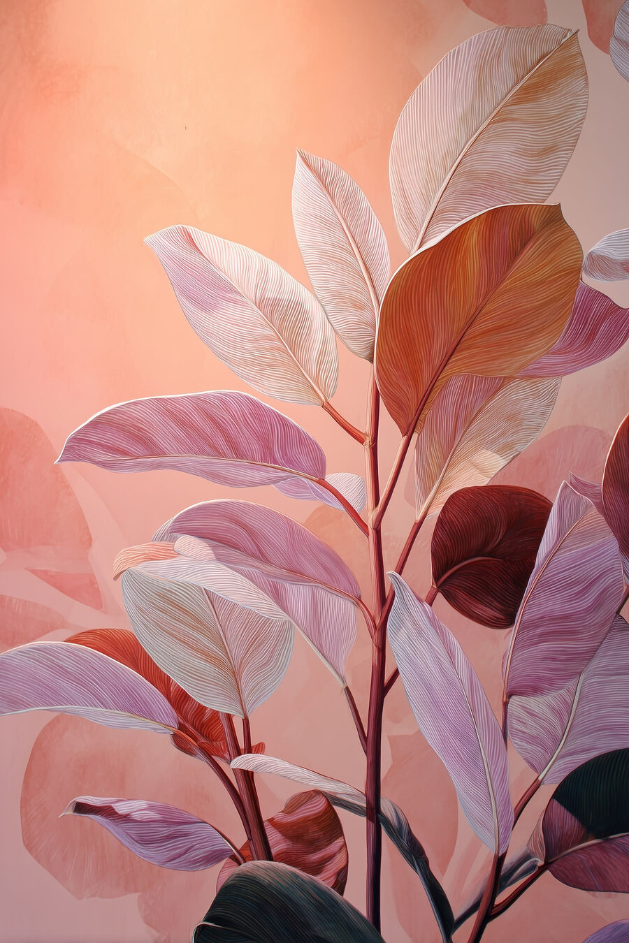 Folhas cor-de-rosa ao entardecer — design completo