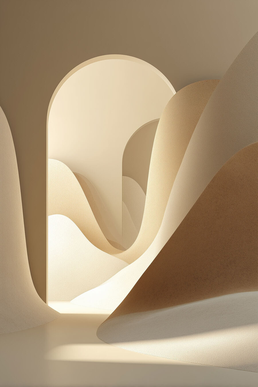 Arco luminoso entre dunas — design completo