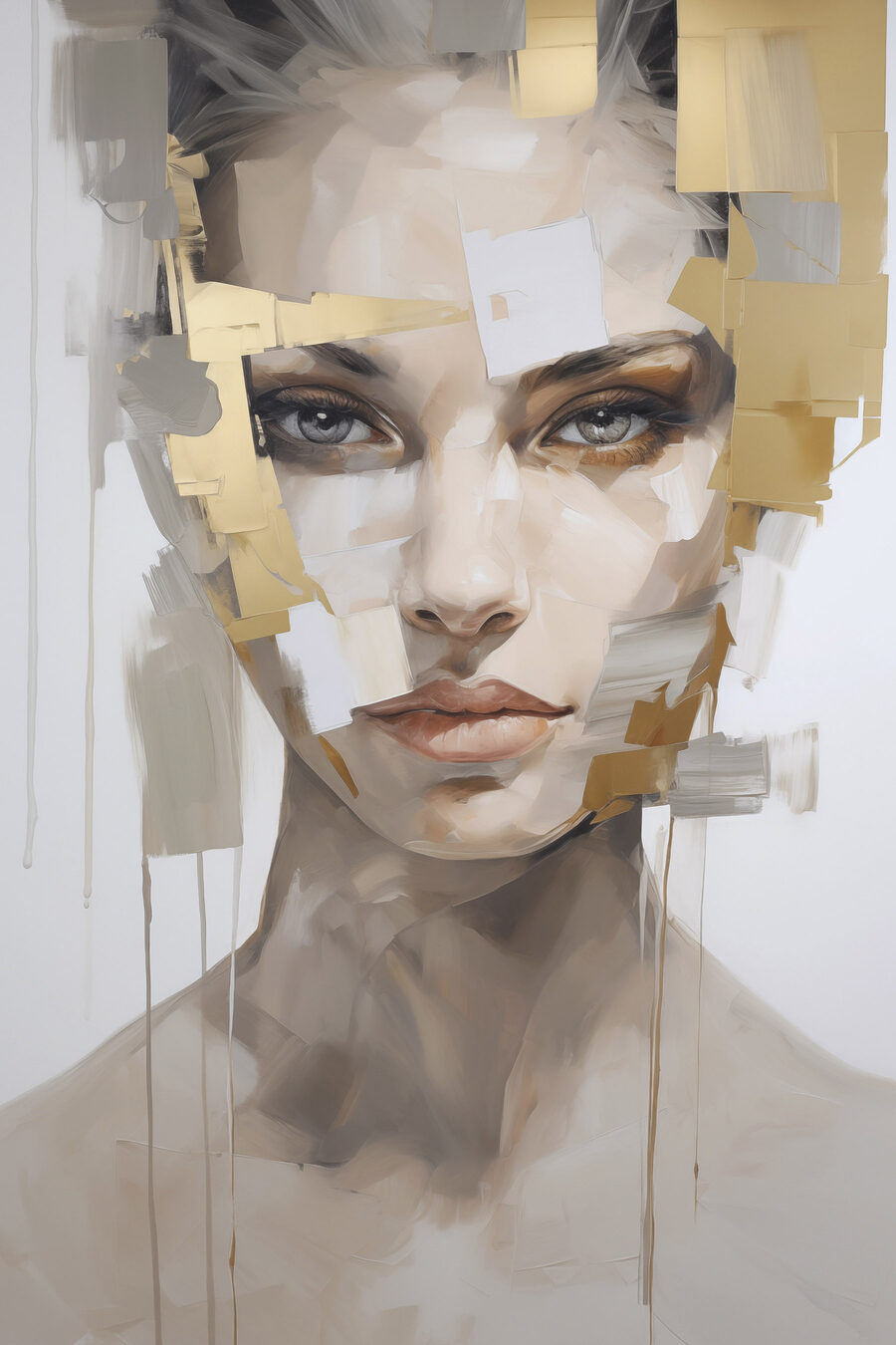 Olhar intenso entre tintas — design completo