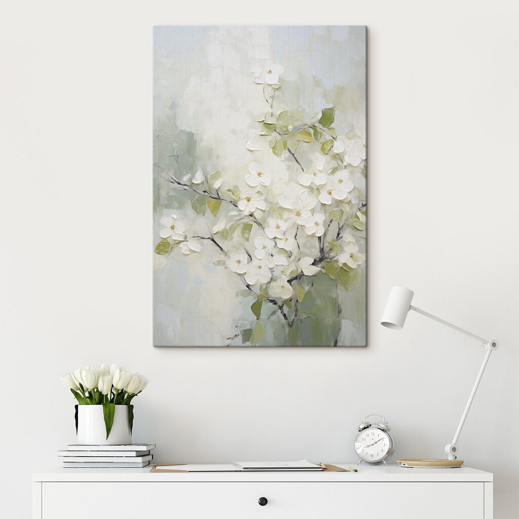 Flores brancas em verde-salva — interior 2