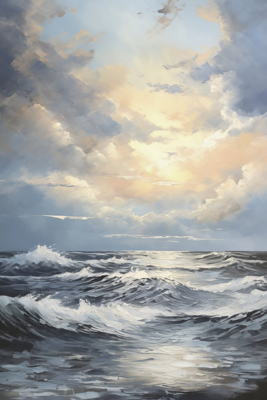 Entardecer sobre ondas — design completo