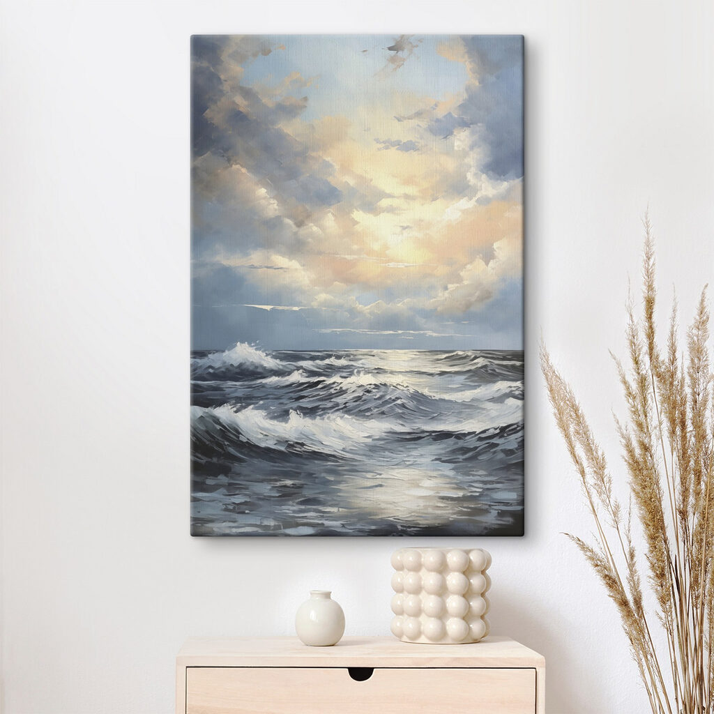 Entardecer sobre ondas — interior 1