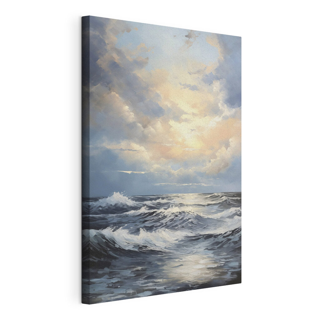 Entardecer sobre ondas — vista do produto