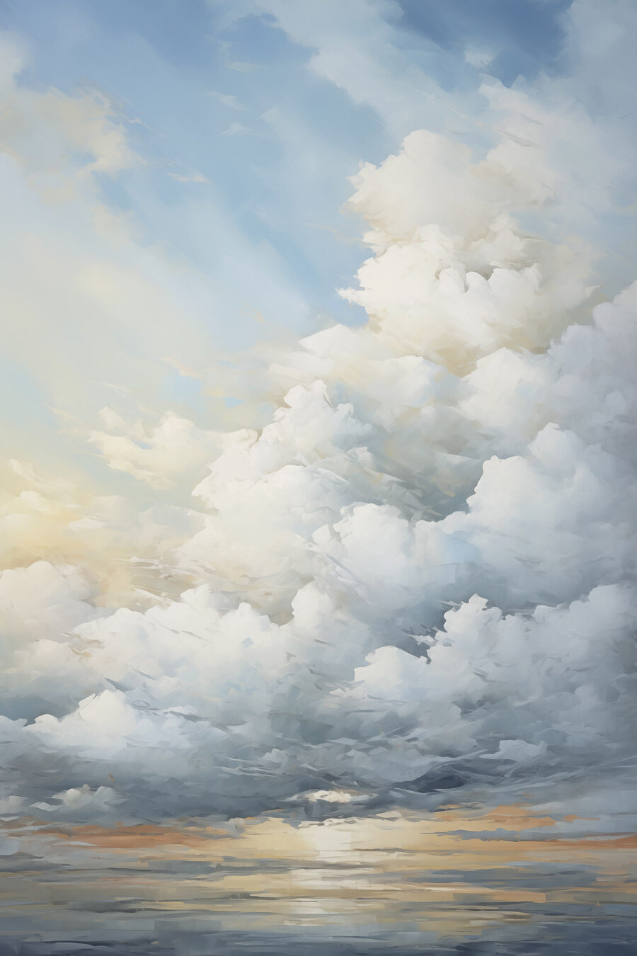 Nuvens sobre reflexos dourados — design completo