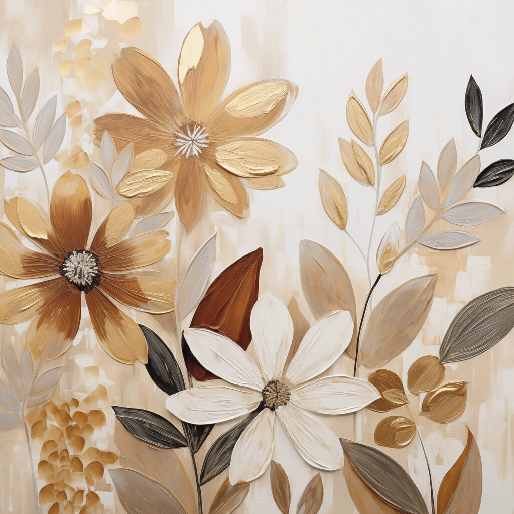 Flores douradas com ramos — design completo