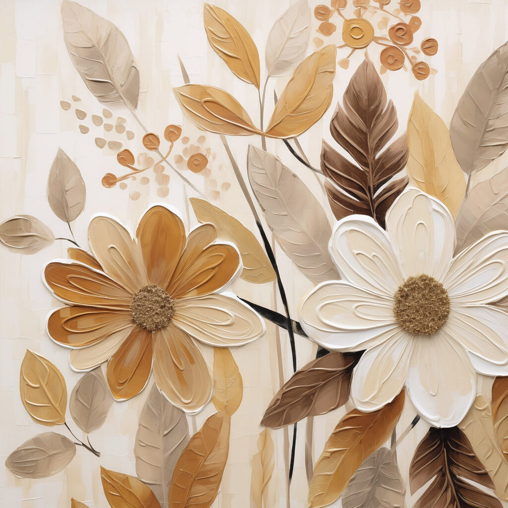Flores entre folhas castanhas — design completo