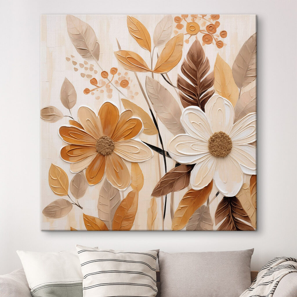 Flores entre folhas castanhas — interior 1