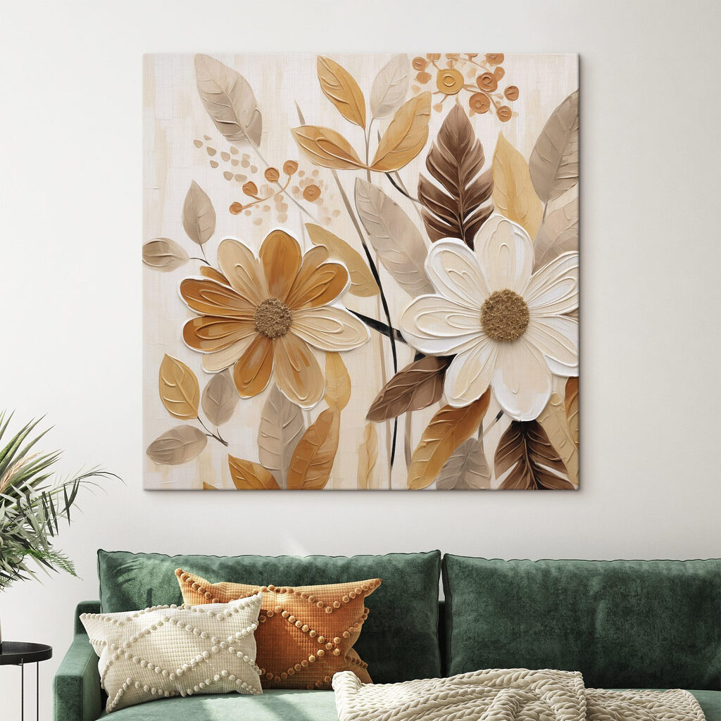 Flores entre folhas castanhas — interior 2