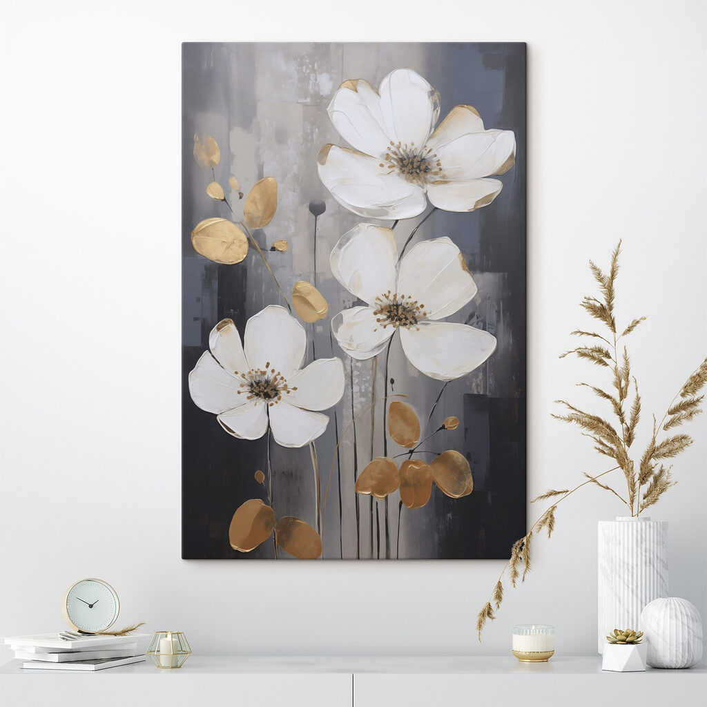 Flores brancas sobre cinzento-escuro — interior 2