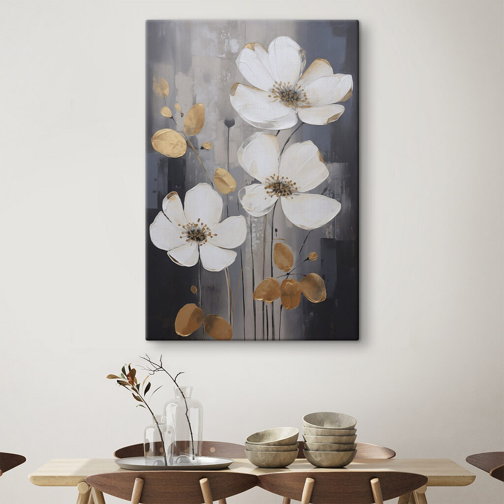 Flores brancas sobre cinzento-escuro — interior 1
