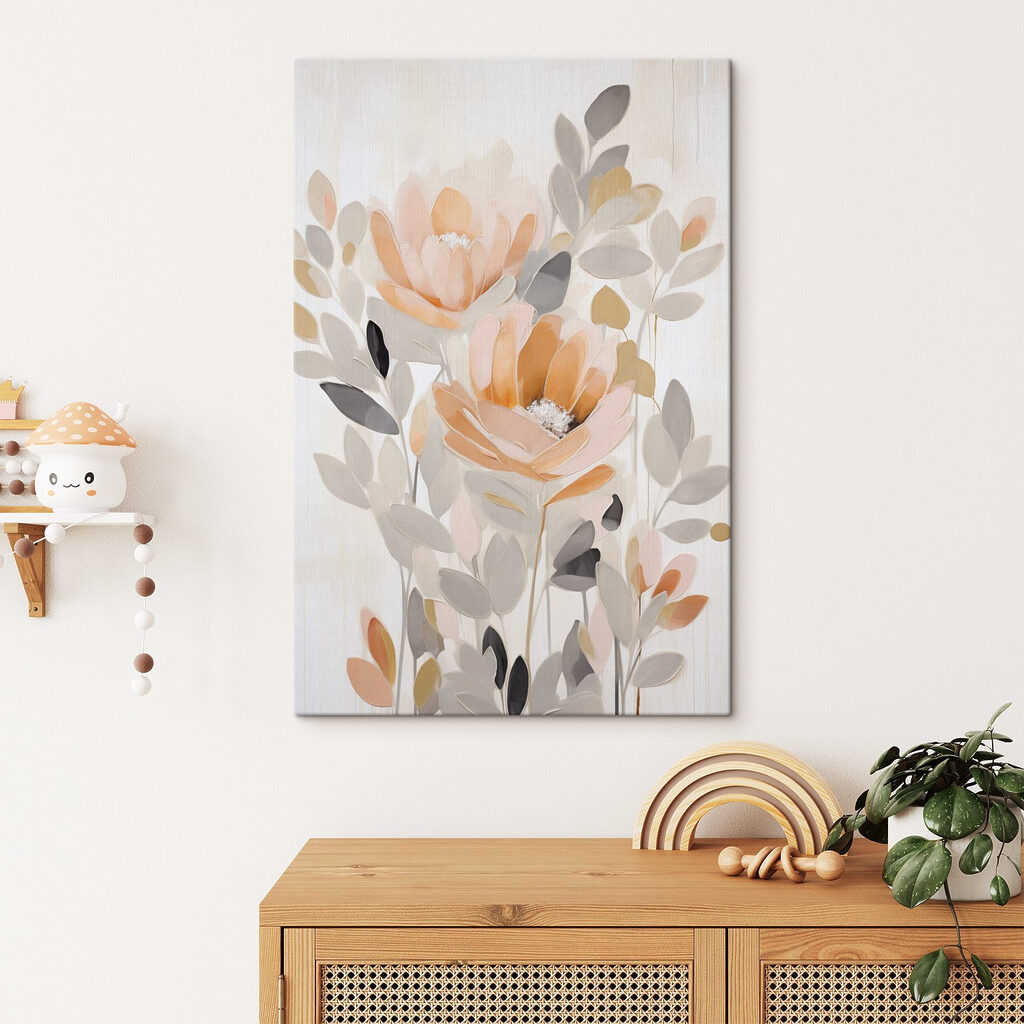 Flores laranja entre cinzento — interior 1