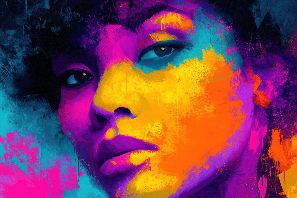 Retrato em cores vivas — design completo
