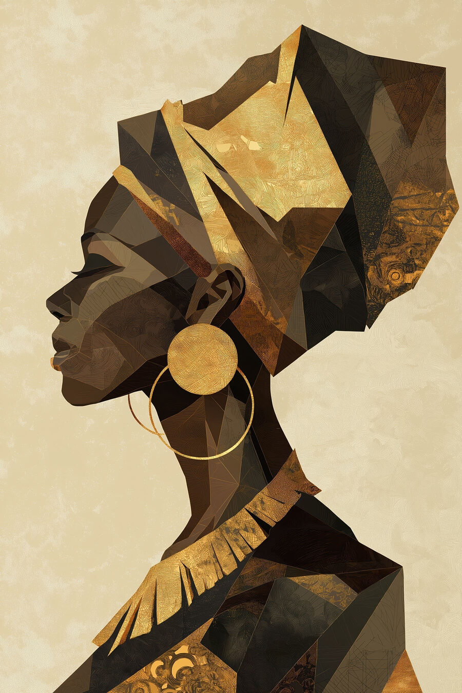 Perfil com lenço dourado — design completo