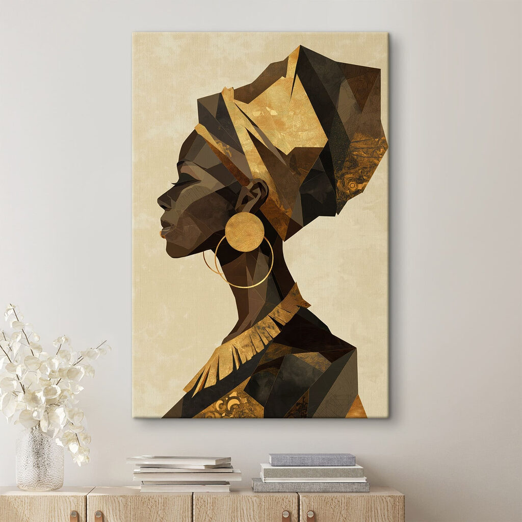 Perfil com lenço dourado — interior 2