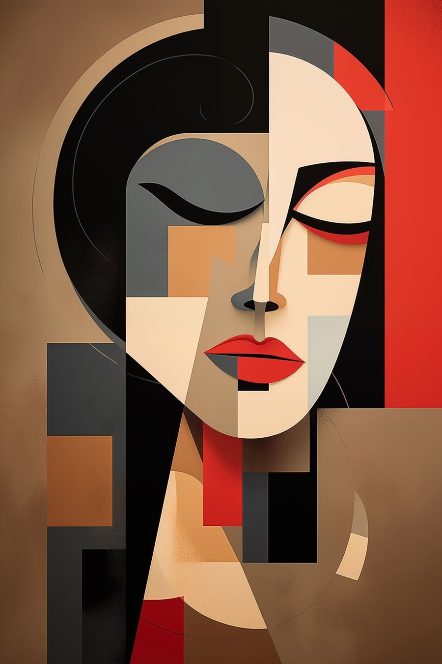 Retrato feminino abstrato — design completo