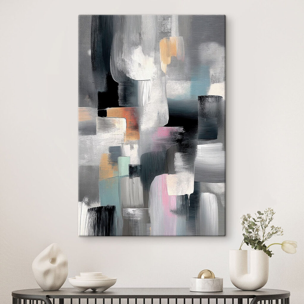 Blocos cinzentos em pastel — interior 1
