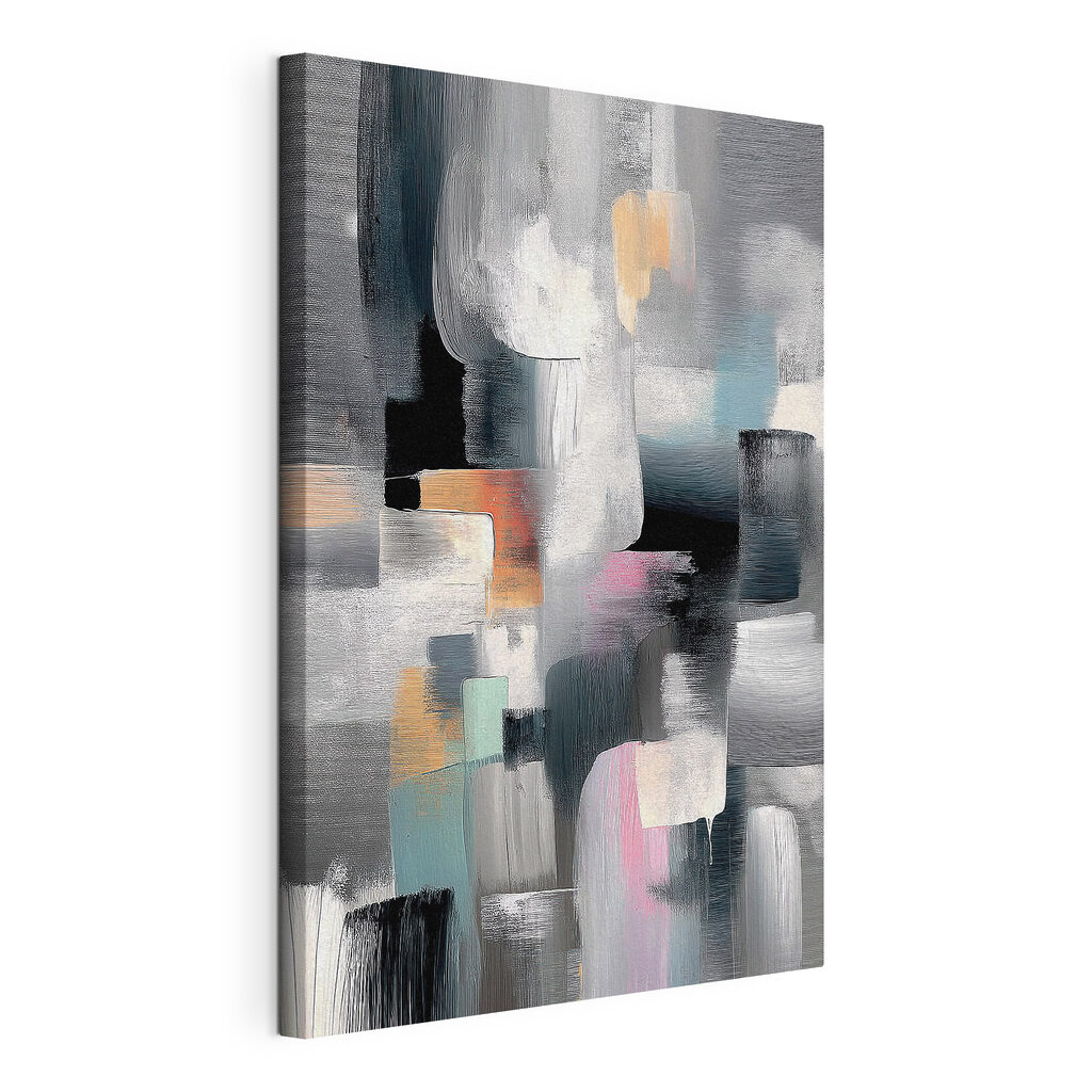 Blocos cinzentos em pastel, tela esticada e borda contínua