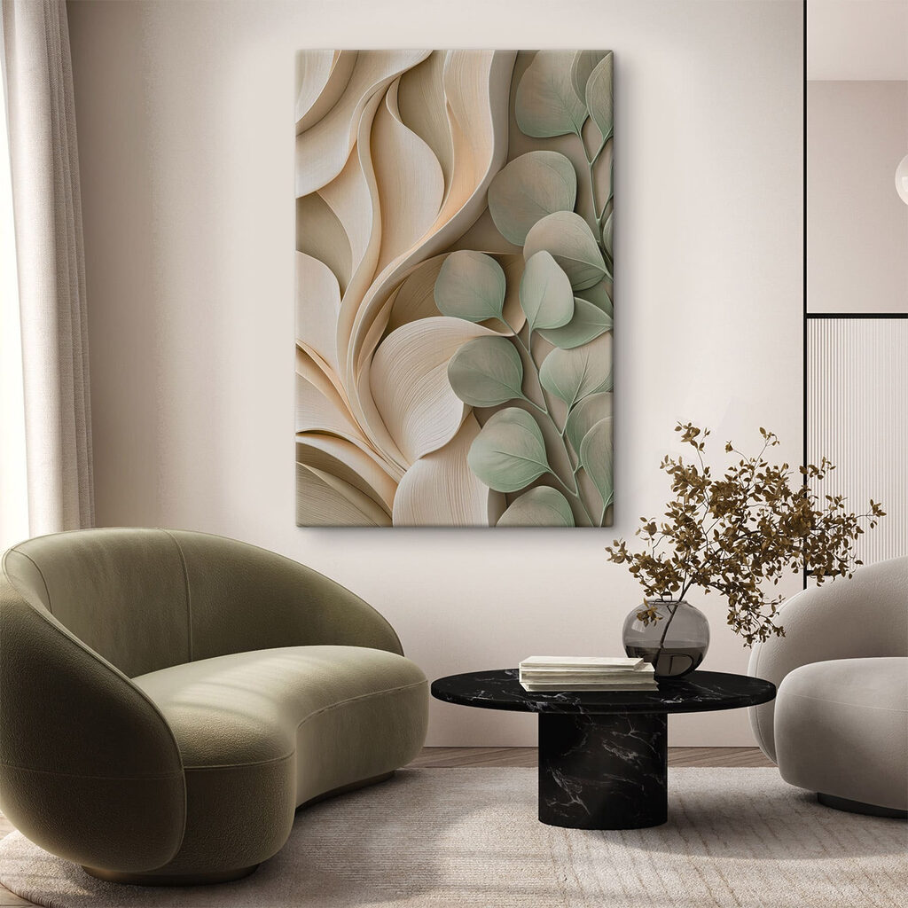 Pregas creme e folhas — interior 2