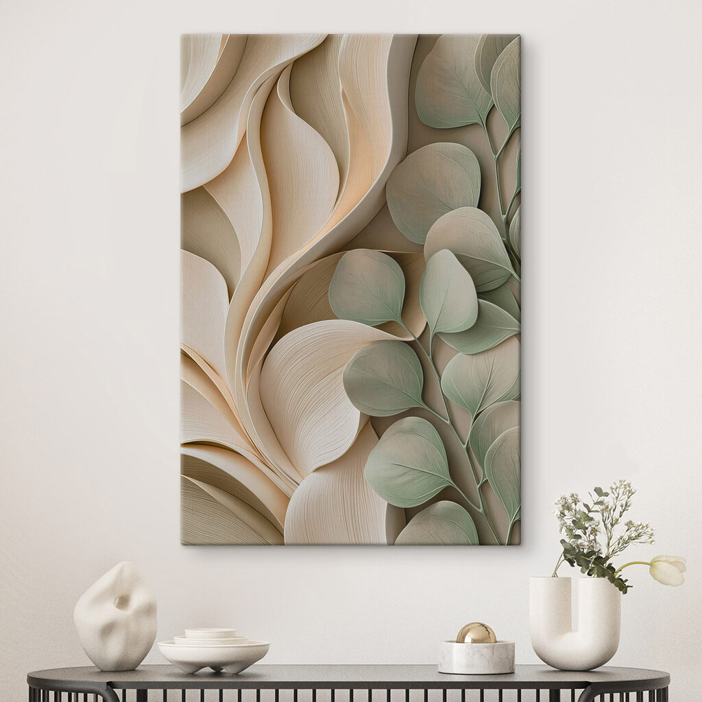 Pregas creme e folhas — interior 1