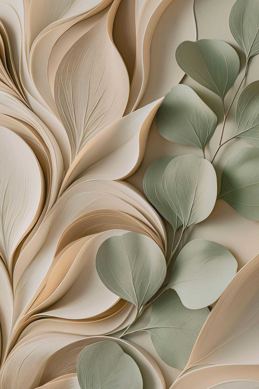 Folhas brancas e verde-salva — design completo