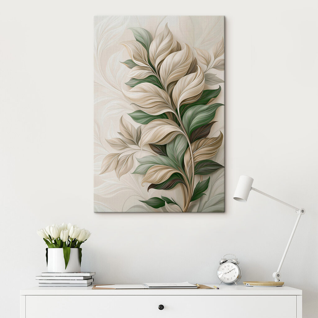 Folhas brancas e verde — interior 1