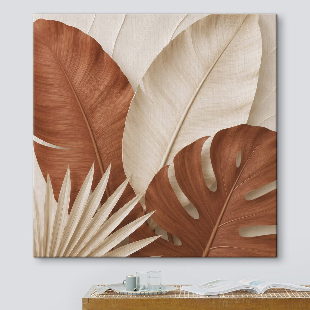 Folhas ferrugem e palma — interior 1