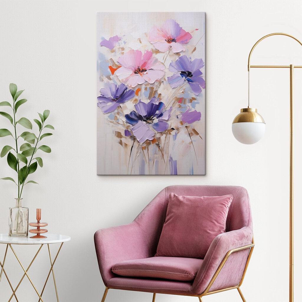 Flores roxas em tinta — interior 2