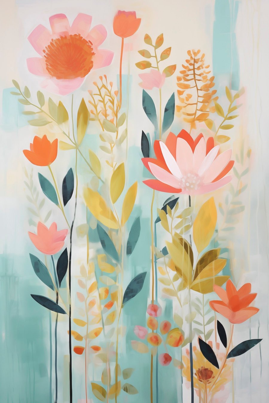 Composição floral abstrata — design completo