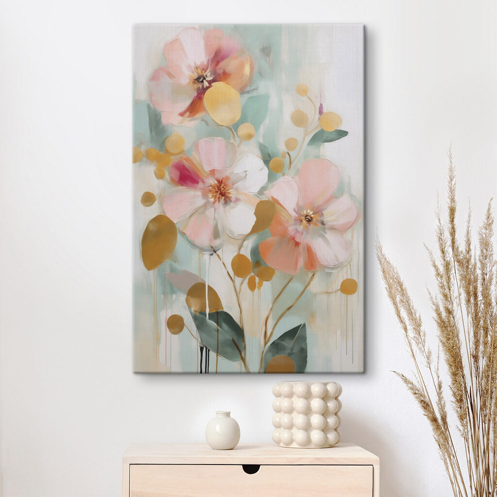Flores cor-de-rosa e círculos — interior 1
