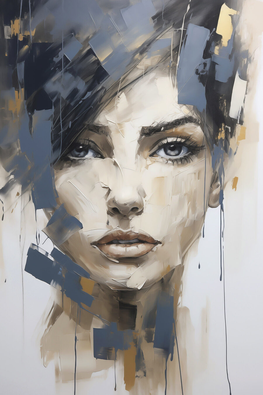 Olhar entre tinta azul — design completo