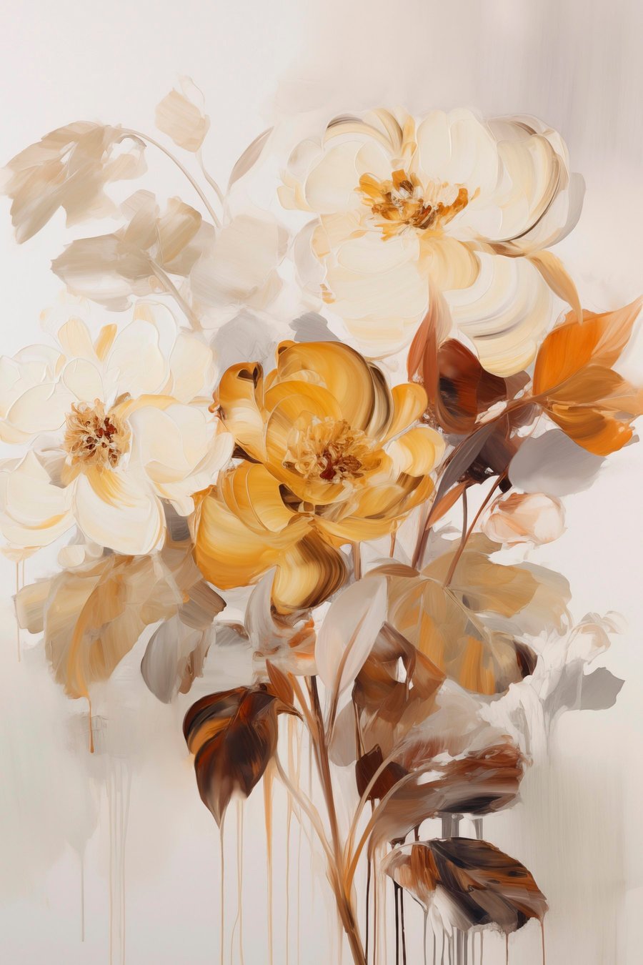 Flores e folhas castanhas — design completo