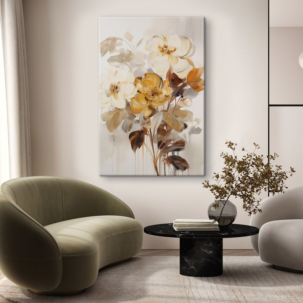 Flores e folhas castanhas — interior 1