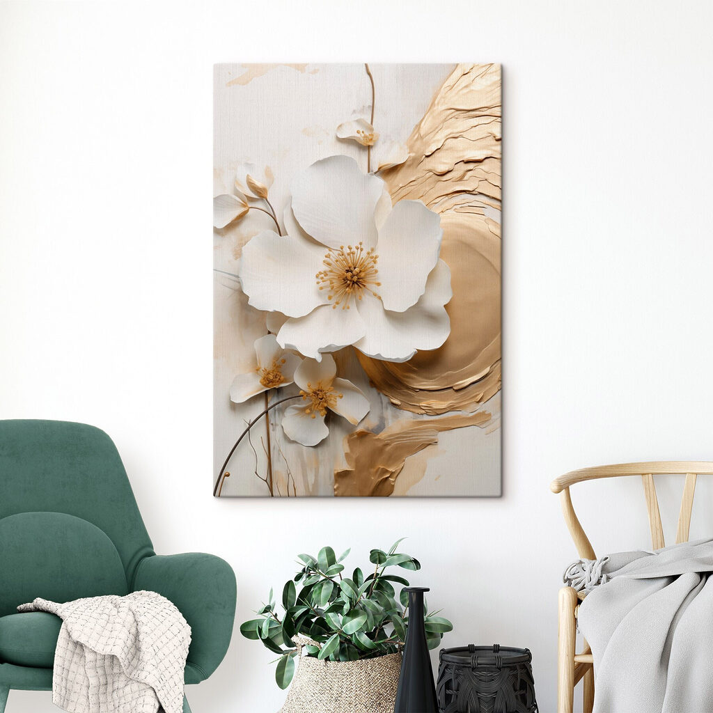 Flor branca, ondas douradas — interior 2