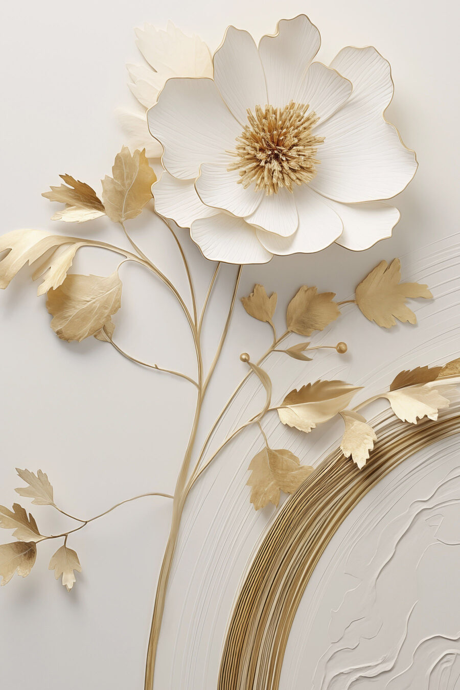 Flor sobre arco dourado — design completo