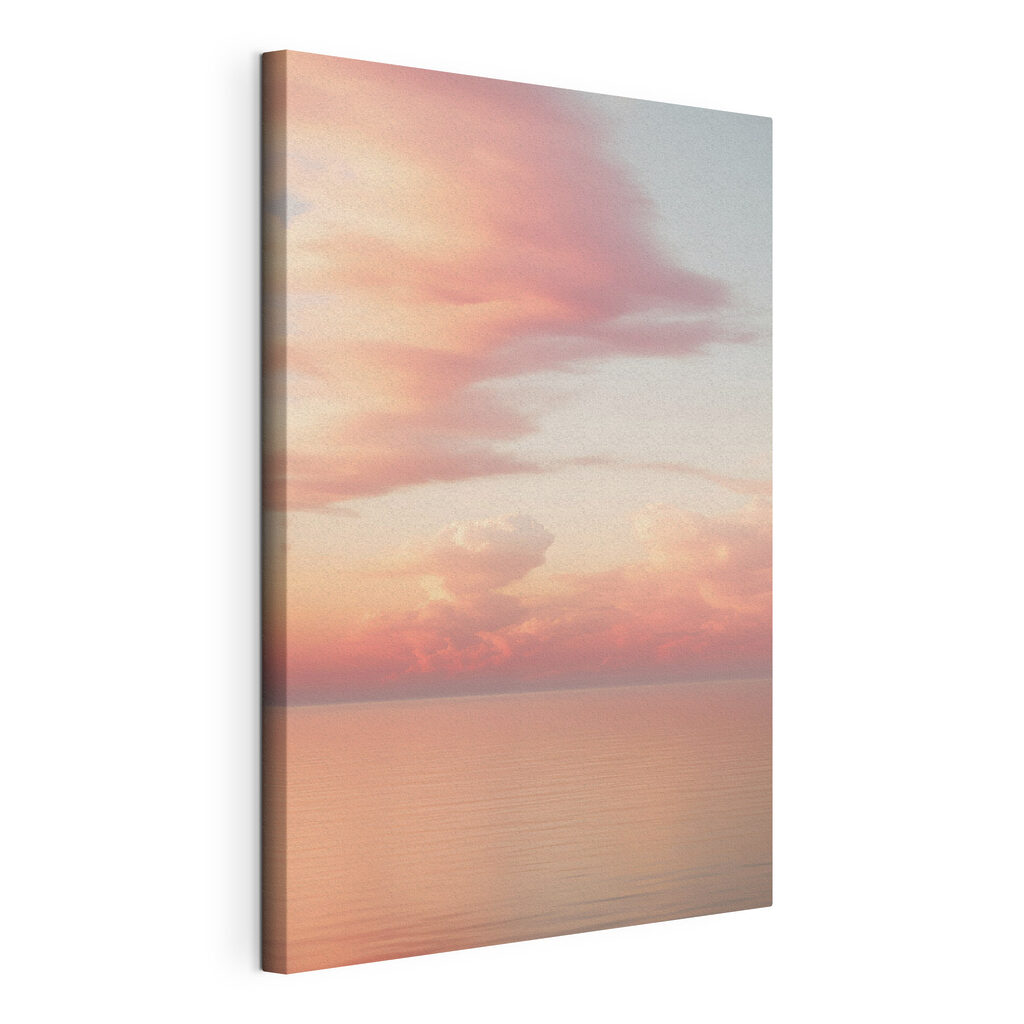 Nuvens rosadas no mar, tela esticada e borda contínua