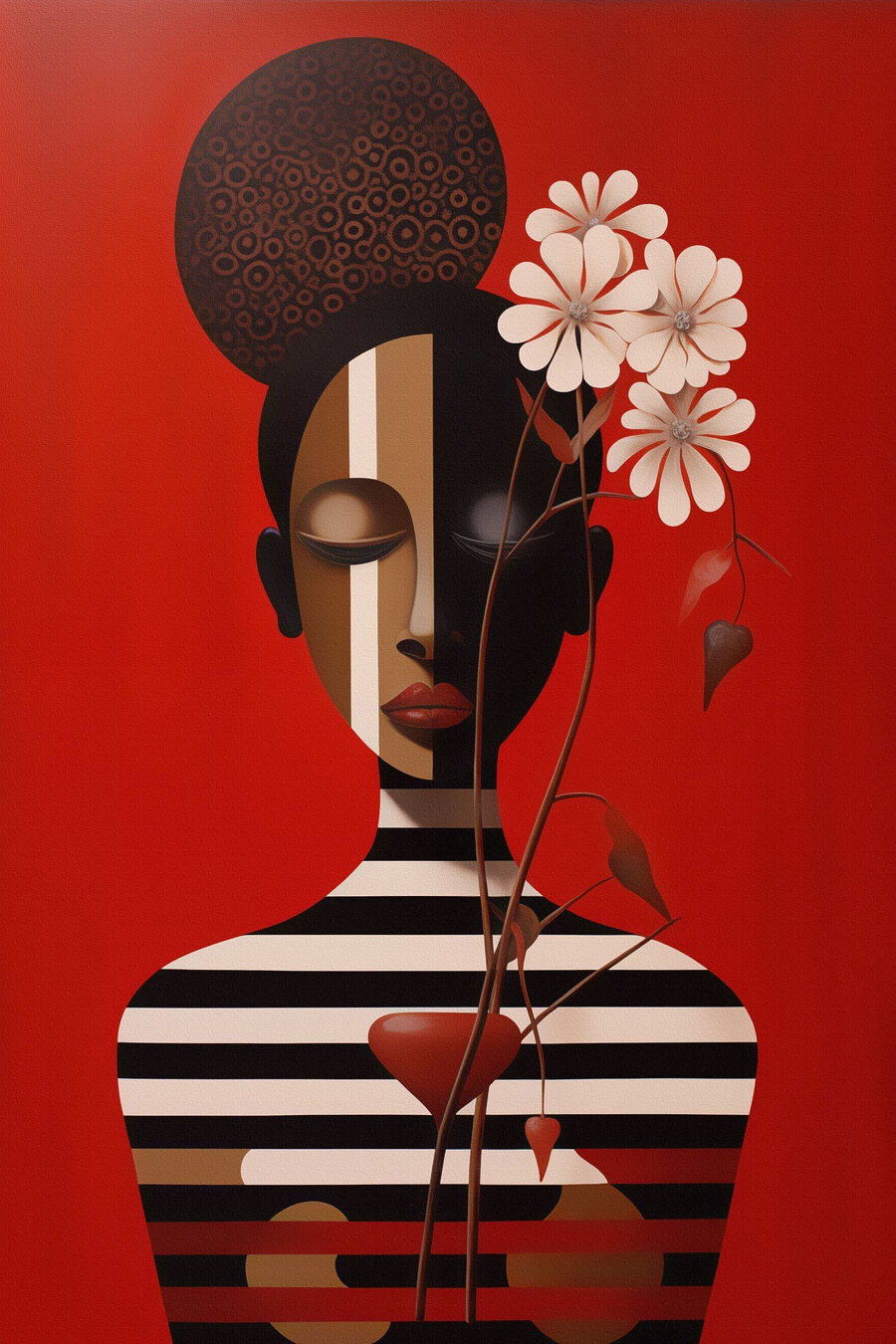 Retrato sobre fundo vermelho — design completo