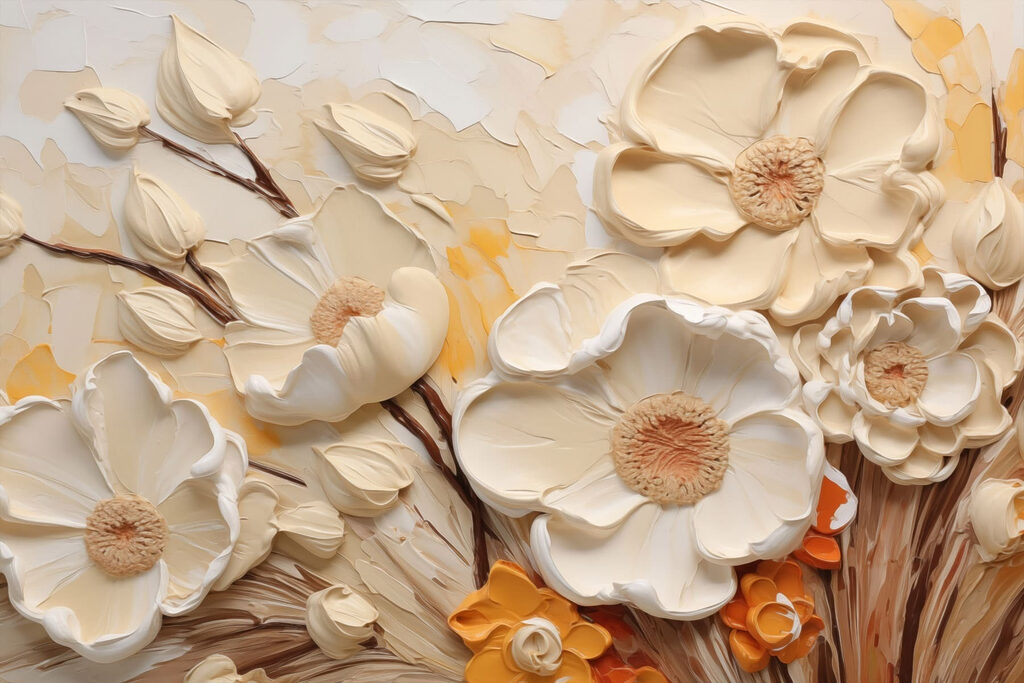 Flores creme com ocre — design completo