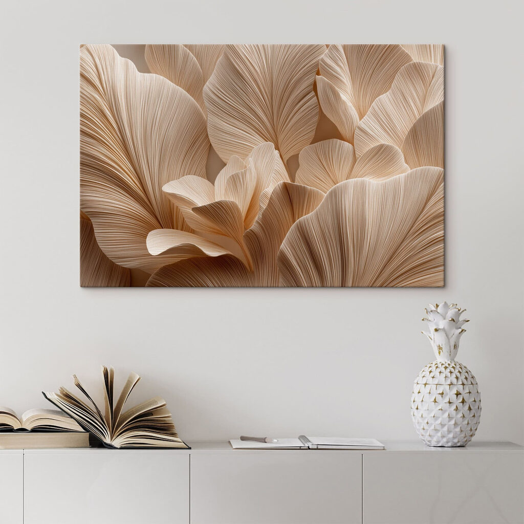 Folhas em leque bege — interior 2