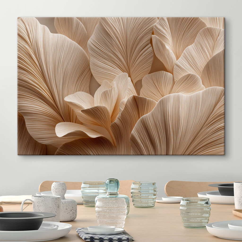 Folhas em leque bege — interior 3